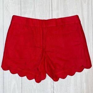 J.Crew Shorts Scalloped Red Size 2 NWT